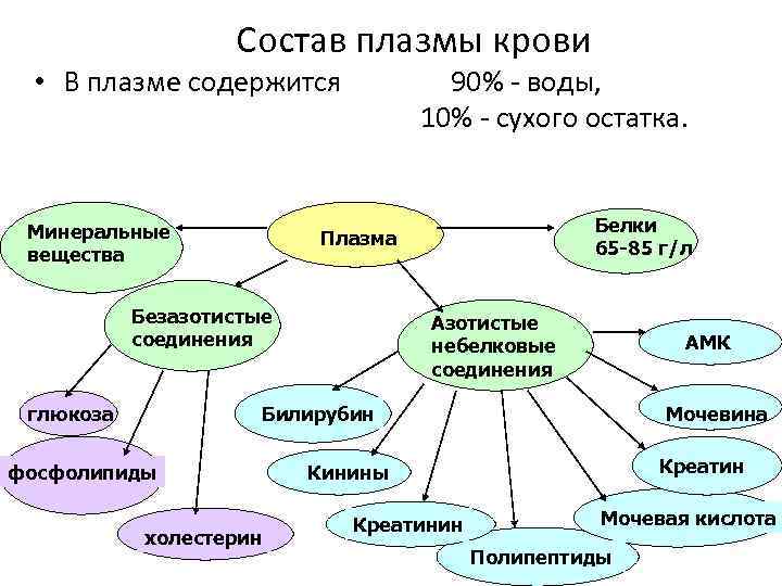 Состав плазмы крови • В плазме содержится Минеральные вещества 90% - воды, 10% -