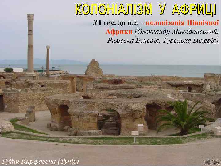 З І тис. до н. е. – колонізація Північної Африки (Олександр Македонський, Римська Імперія,
