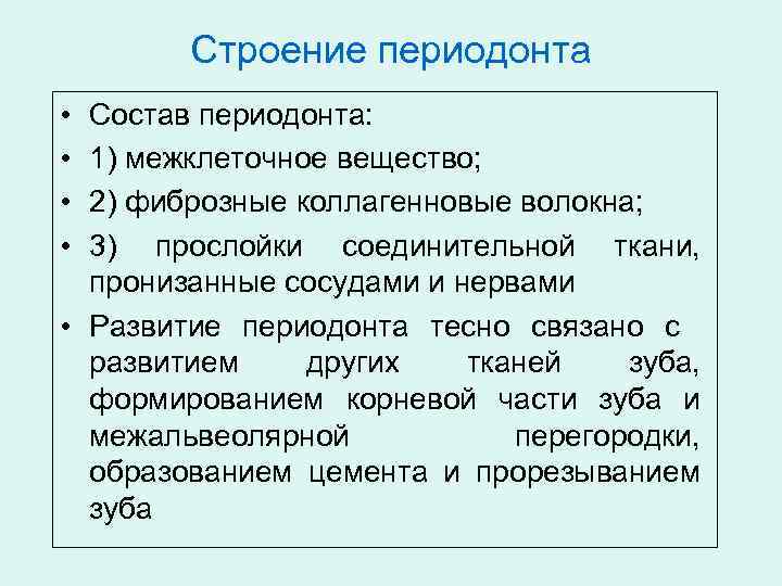 Анатомо физиологические особенности периодонта презентация