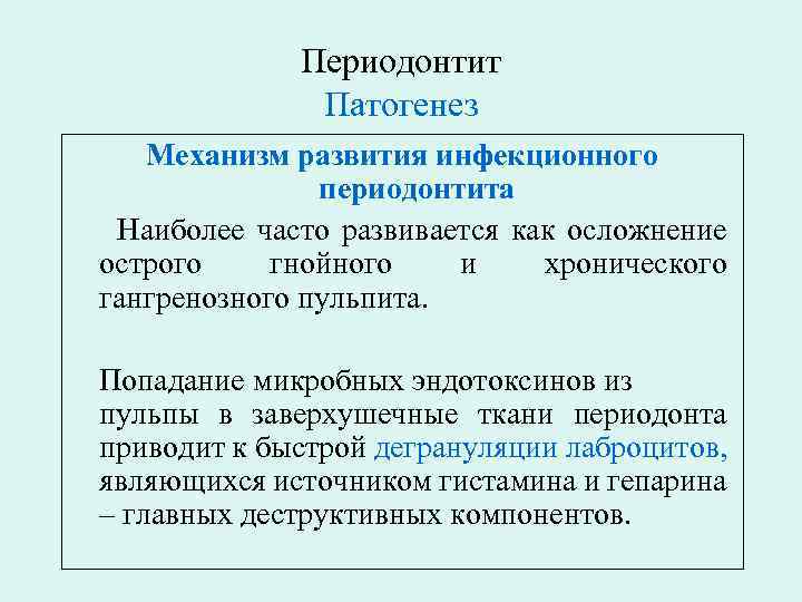 Этиология и патогенез апикального периодонтита презентация