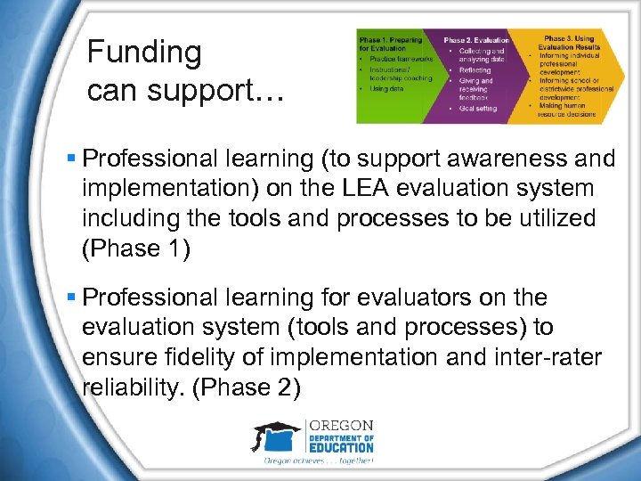 Funding can support… § Professional learning (to support awareness and implementation) on the LEA