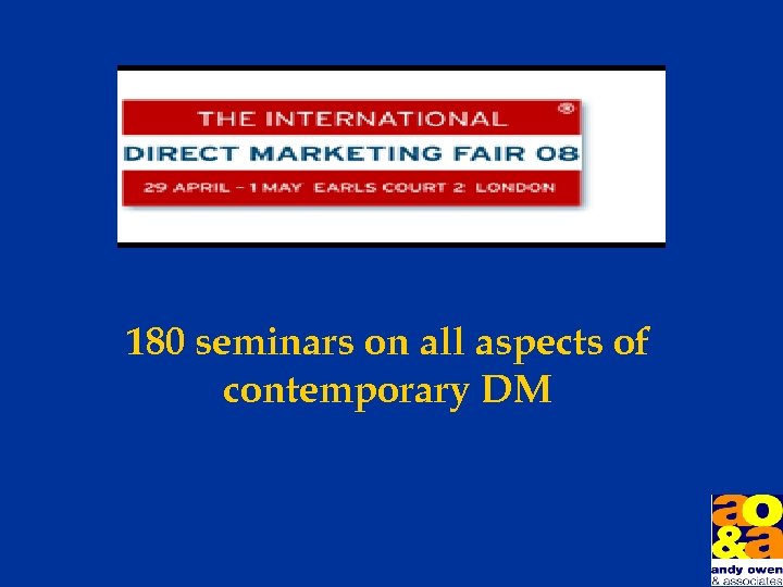 180 seminars on all aspects of contemporary DM 