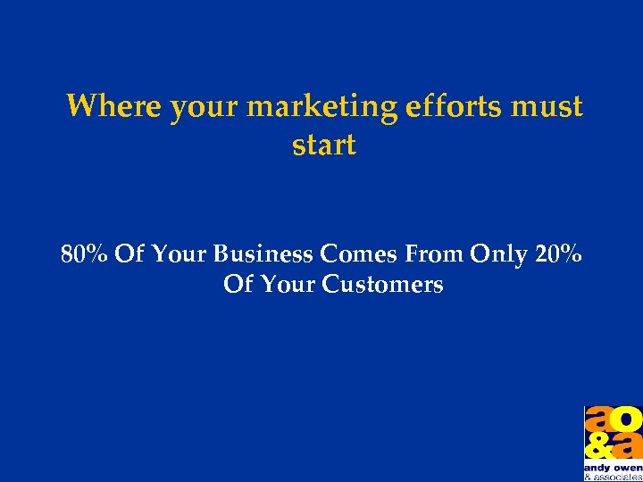 Where your marketing efforts must start 80% Of Your Business Comes From Only 20%