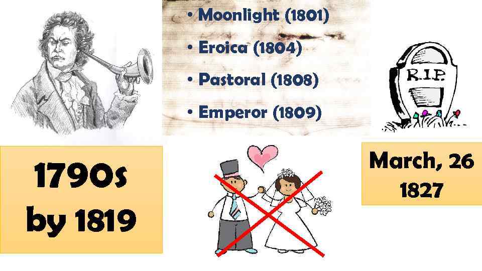  • Moonlight (1801) • Eroica (1804) • Pastoral (1808) • Emperor (1809) 1790