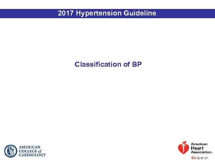 2017 Hypertension Guideline Classification of BP 