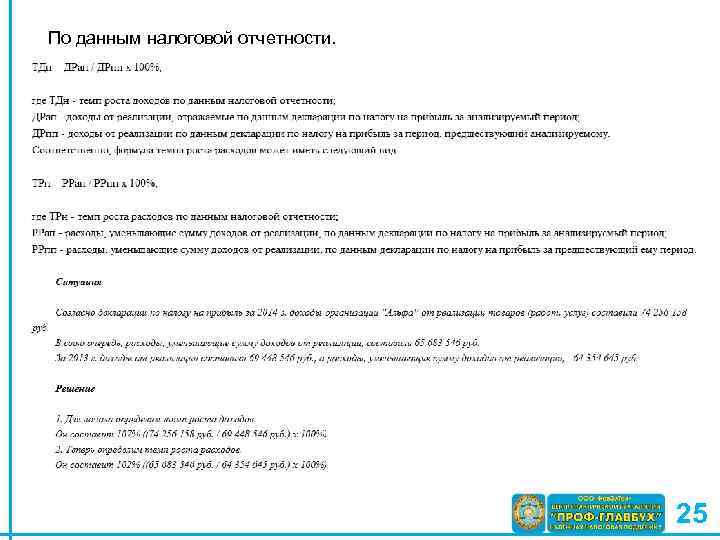 По данным налоговой отчетности. 25 