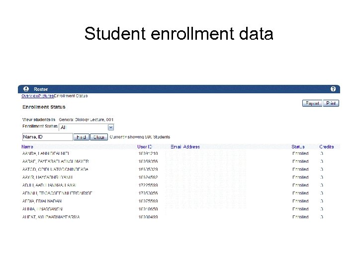 Student enrollment data 