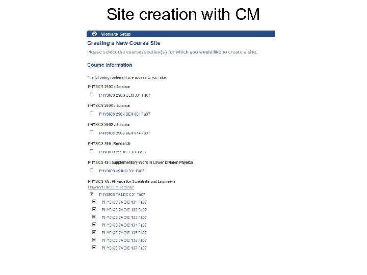 Site creation with CM 