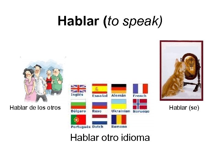 Hablar (to speak) Hablar de los otros Hablar (se) Hablar otro idioma 