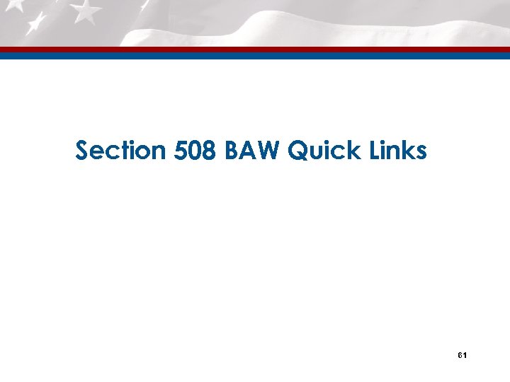 Section 508 BAW Quick Links 61 