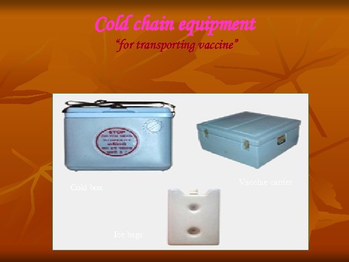 Cold chain equipment “for transporting vaccine” Vaccine carrier Cold box Ice bags 