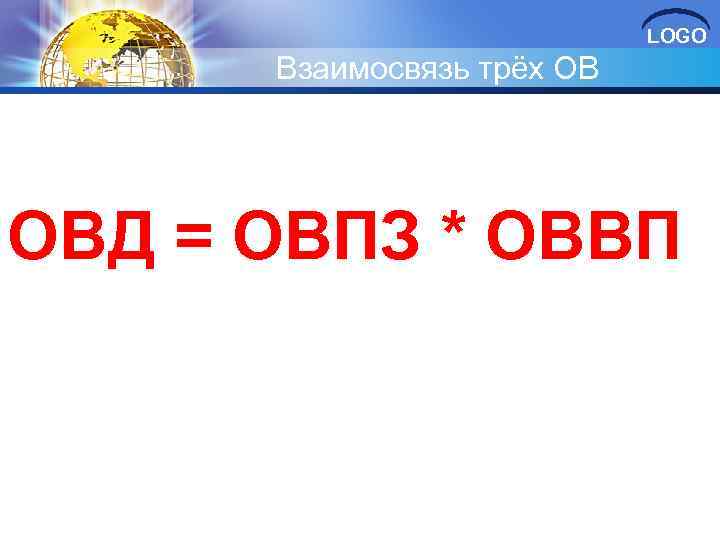 LOGO Взаимосвязь трёх ОВ ОВД = ОВПЗ * ОВВП 