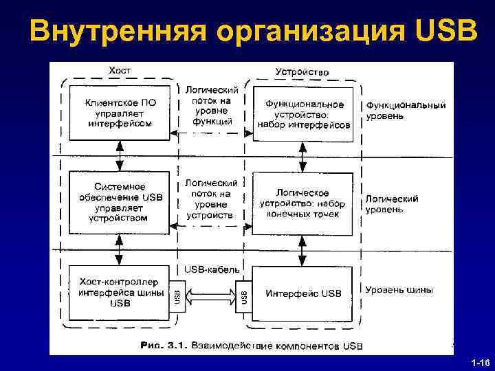 Внутренняя организация USB 1 -16 