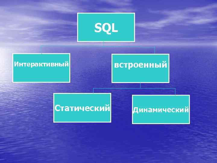 SQL Интерактивный Статический встроенный Динамический 