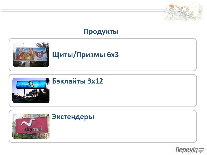 Продукты Щиты/Призмы 6 х3 Бэклайты 3 х12 Экстендеры 