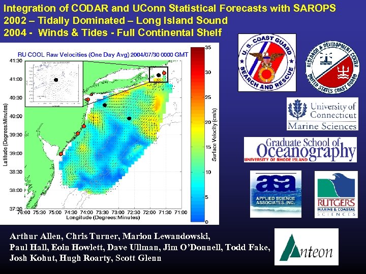 Integration of CODAR and UConn Statistical Forecasts with SAROPS 2002 – Tidally Dominated –