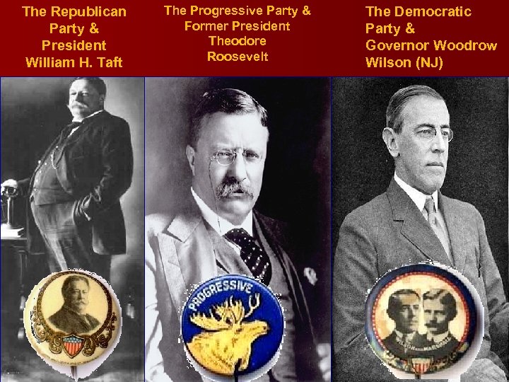 The Republican Party & President William H. Taft The Progressive Party & Former President