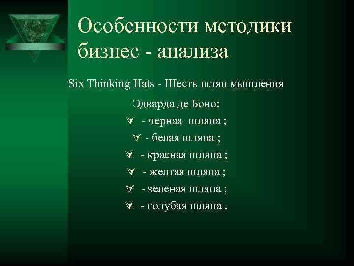 Особенности методики бизнес - анализа Six Thinking Hats - Шесть шляп мышления Эдварда де