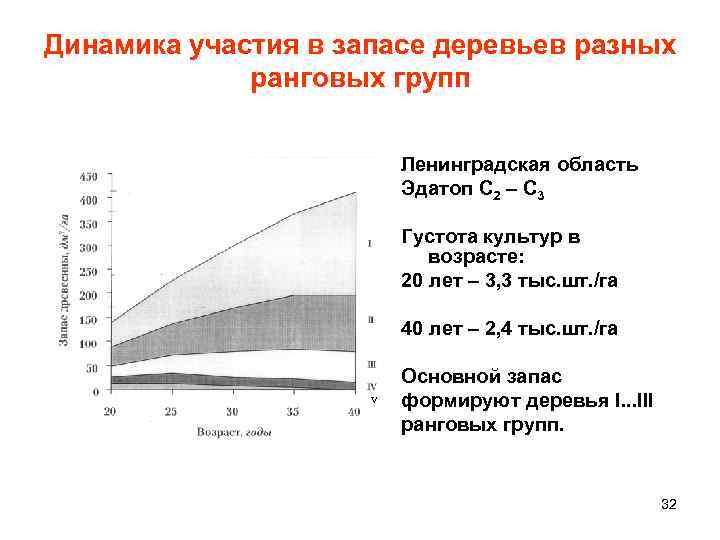 Динамика участия в запасе деревьев разных ранговых групп Ленинградская область Эдатоп С 2 –