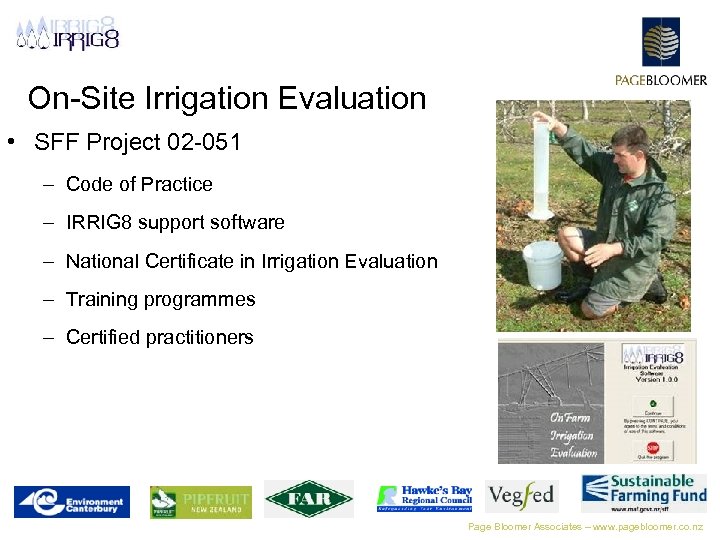 On-Site Irrigation Evaluation • SFF Project 02 -051 – Code of Practice – IRRIG