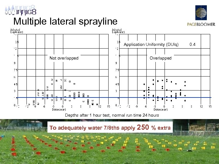 Multiple lateral sprayline Application Uniformity (DUlq) Not overlapped 0. 4 Overlapped Depths after 1