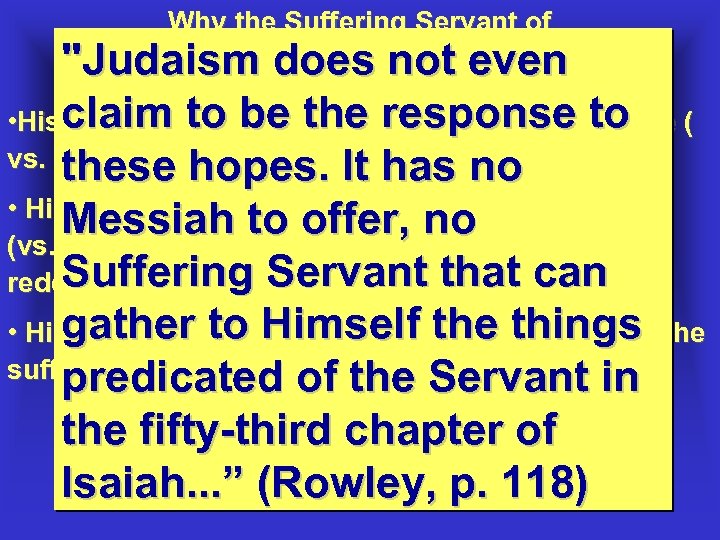 Why the Suffering Servant of Isaiah 53 is not the not of Israel: "Judaism