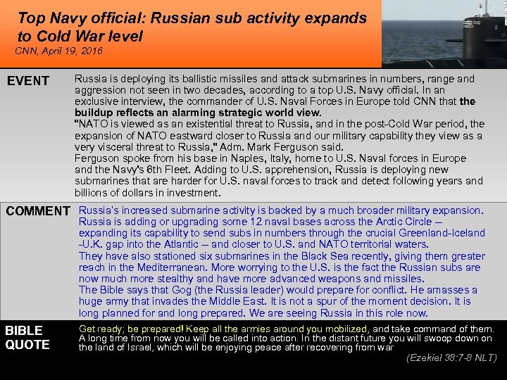 Top Navy official: Russian sub activity expands to Cold War level CNN, April 19,