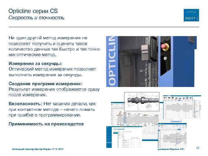 Opticline серии CS Скорость и точность Ни один другой метод измерения не позволяет получить