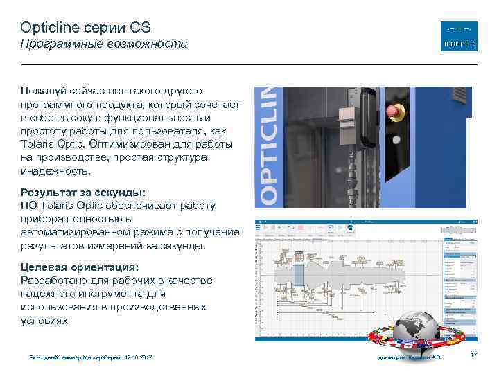 Opticline серии CS Программные возможности Пожалуй сейчас нет такого другого программного продукта, который сочетает