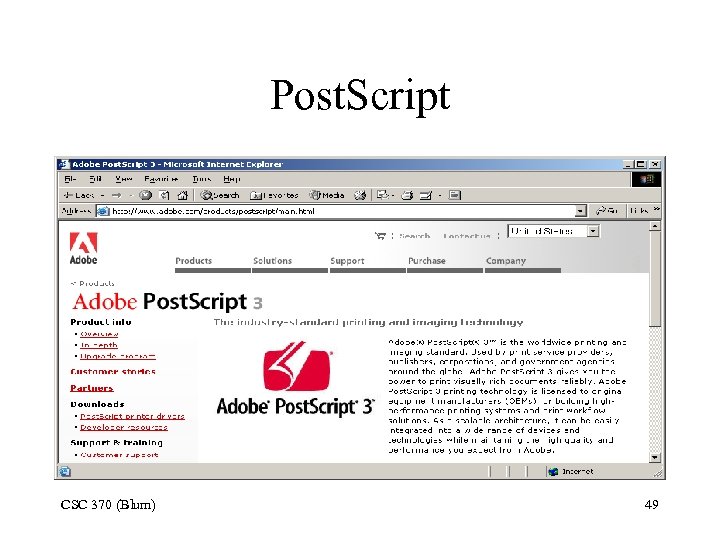 Post. Script CSC 370 (Blum) 49 
