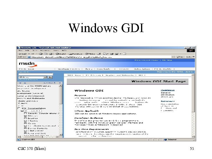 Windows GDI CSC 370 (Blum) 53 