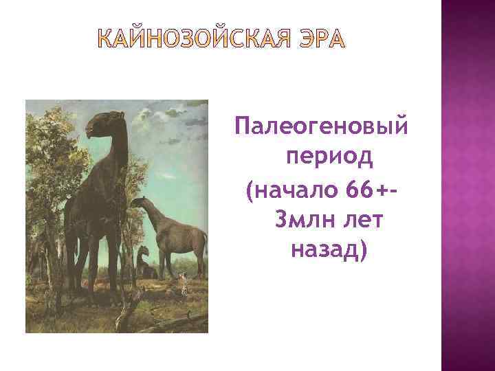 Палеогеновый период (начало 66+3 млн лет назад) 