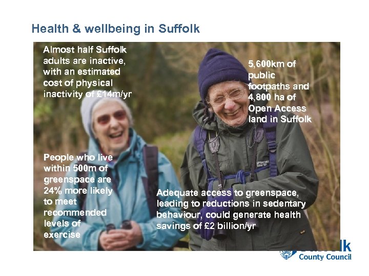 Health & wellbeing in Suffolk Almost half Suffolk adults are inactive, with an estimated