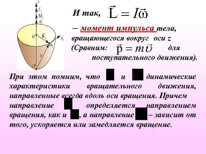 Направление импульса тела