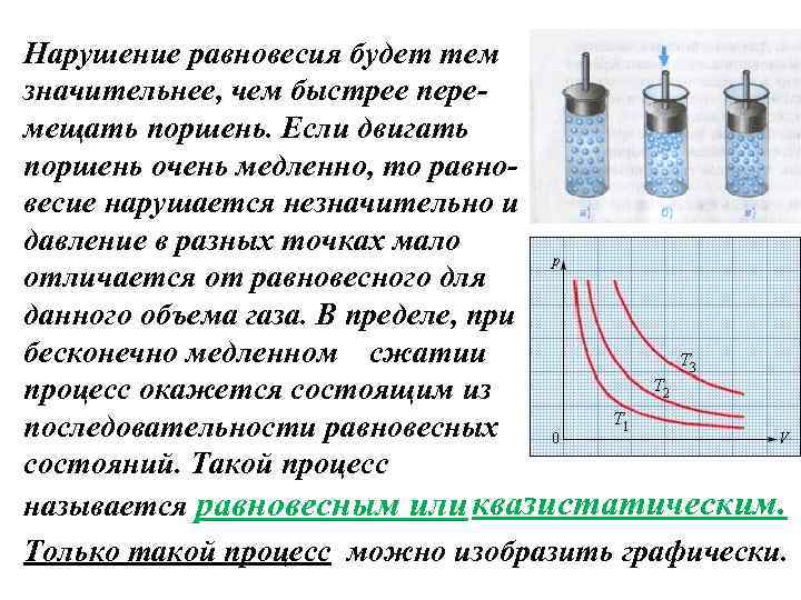 Нарушение равновесия будет тем значительнее, чем быстрее перемещать поршень. Если двигать поршень очень медленно,