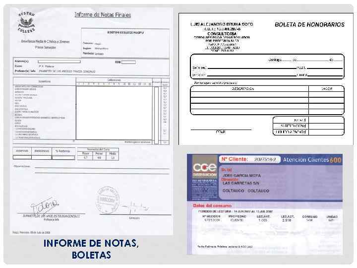 INFORME DE NOTAS, BOLETAS 