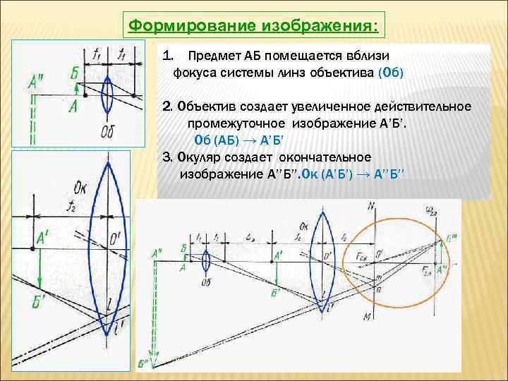 В оптическом микроскопе изображение после окуляра