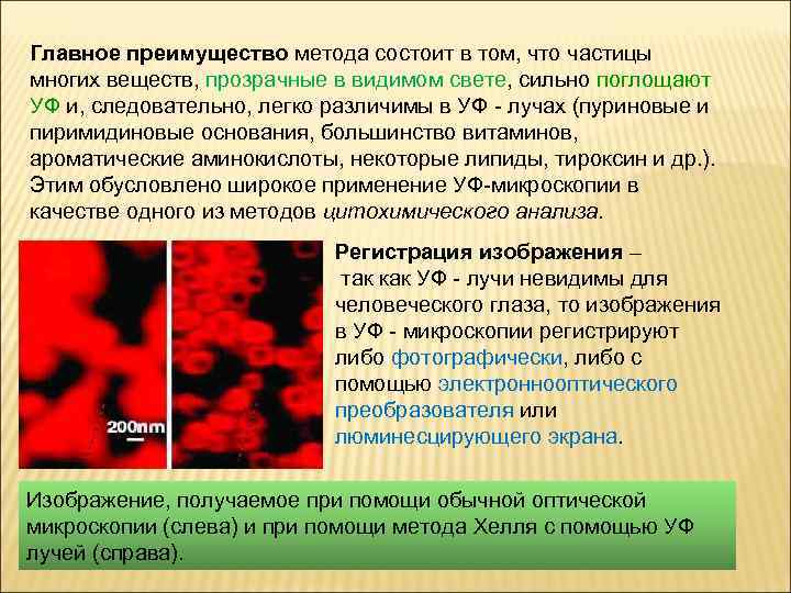 Главное преимущество метода состоит в том, что частицы многих веществ, прозрачные в видимом свете,