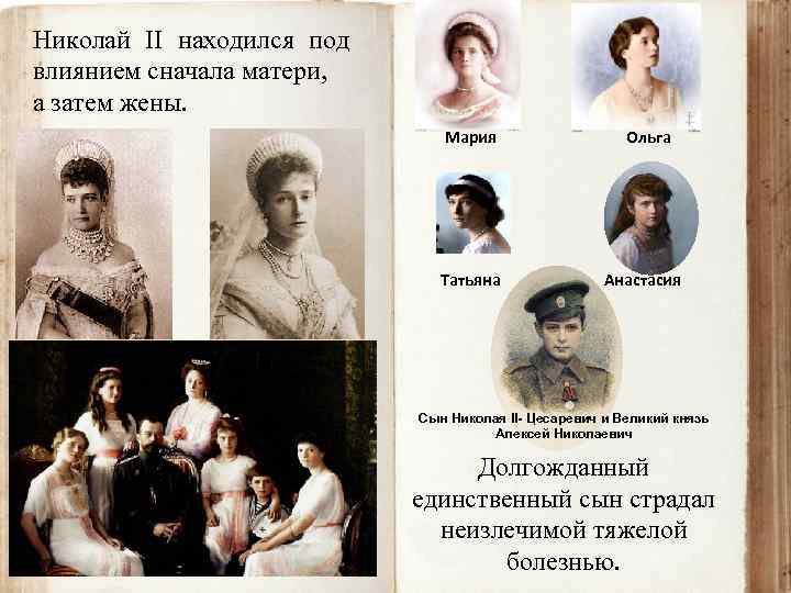 Николай II находился под влиянием сначала матери, а затем жены. Мария Татьяна Мать царя,