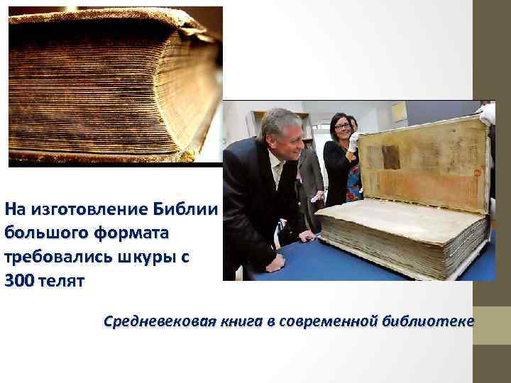 На изготовление Библии большого формата требовались шкуры с 300 телят Средневековая книга в современной