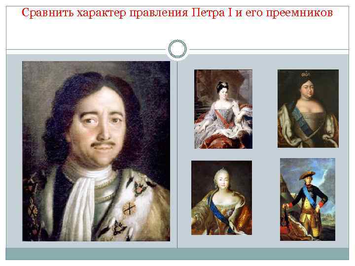 Сравнить характер правления Петра I и его преемников 