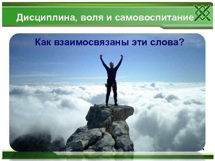 Дисциплина, воля и самовоспитание Как взаимосвязаны эти слова? «Твёрдая воля – это ежеминутно одерживаемая