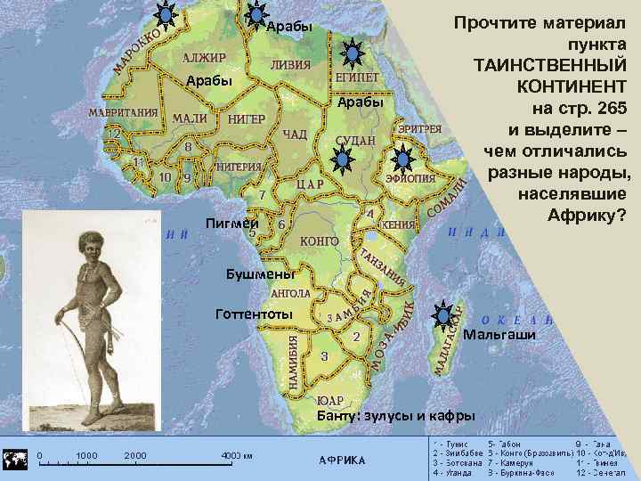 Арабы Прочтите материал пункта ТАИНСТВЕННЫЙ КОНТИНЕНТ на стр. 265 и выделите – чем отличались