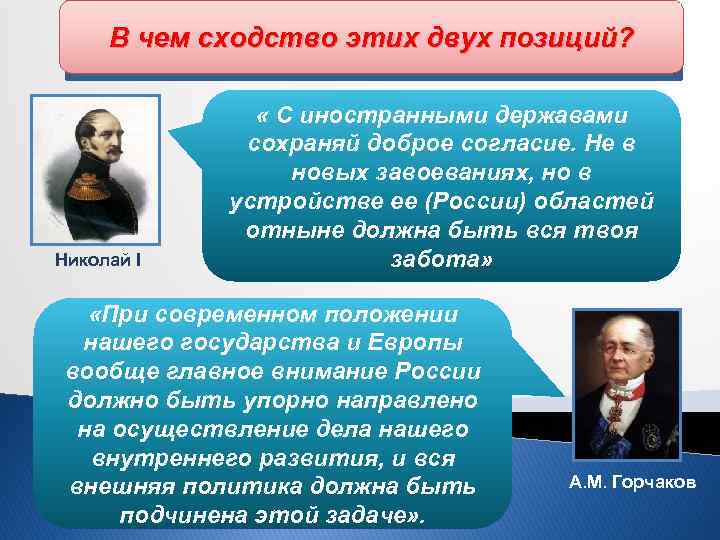 Основные направления внешней политики В чем сходство этих двух позиций? России в 60 -70