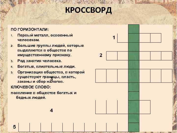 Кроссворд по истории 10