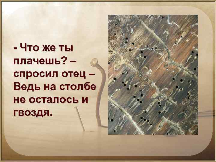 - Что же ты плачешь? – спросил отец – Ведь на столбе не осталось