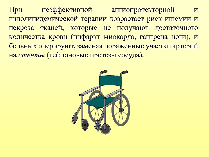 При неэффективной ангиопротекторной и гиполипидемической терапии возрастает риск ишемии и некроза тканей, которые не