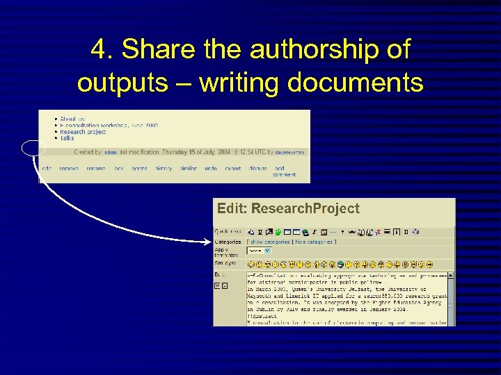 4. Share the authorship of outputs – writing documents 