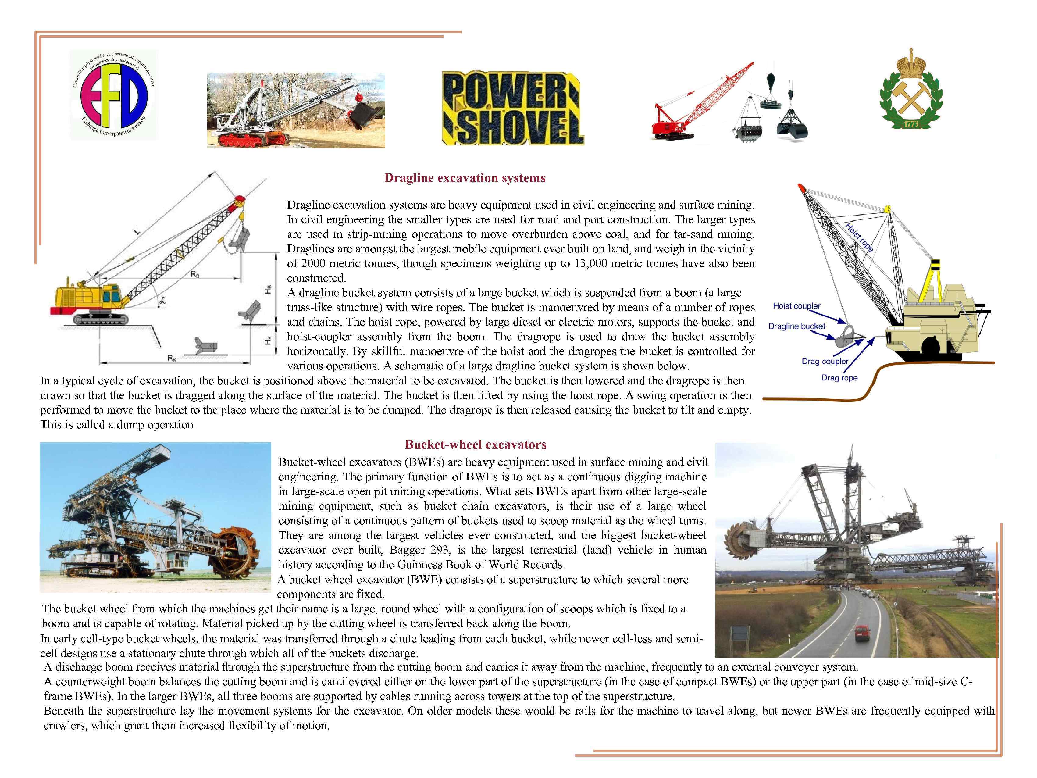 Dragline excavation systems are heavy equipment used in civil engineering and surface mining. In