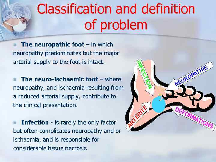 Classification and definition of problem The neuropathic foot – in which neuropathy predominates but